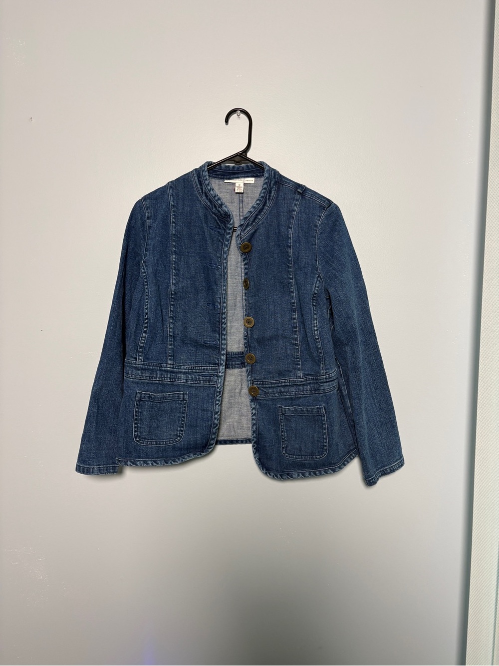 JM Collection Dark Blue Denim Button Jacket